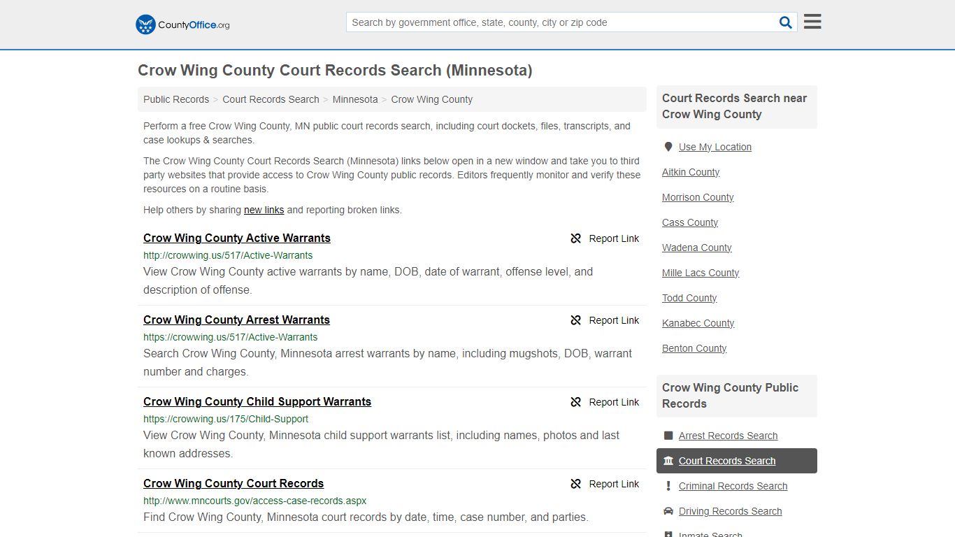 Crow Wing County Court Records Search (Minnesota)