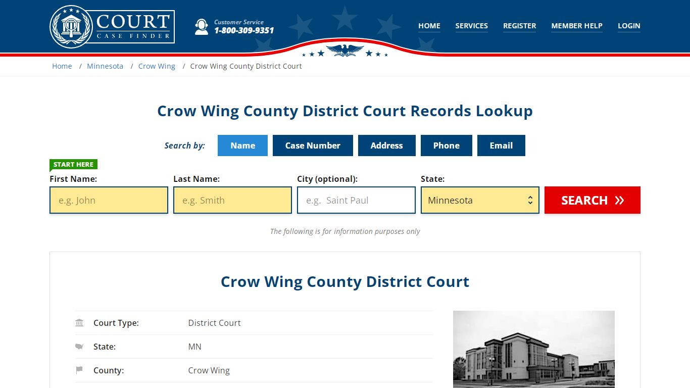 Crow Wing County District Court Records Lookup - CourtCaseFinder.com
